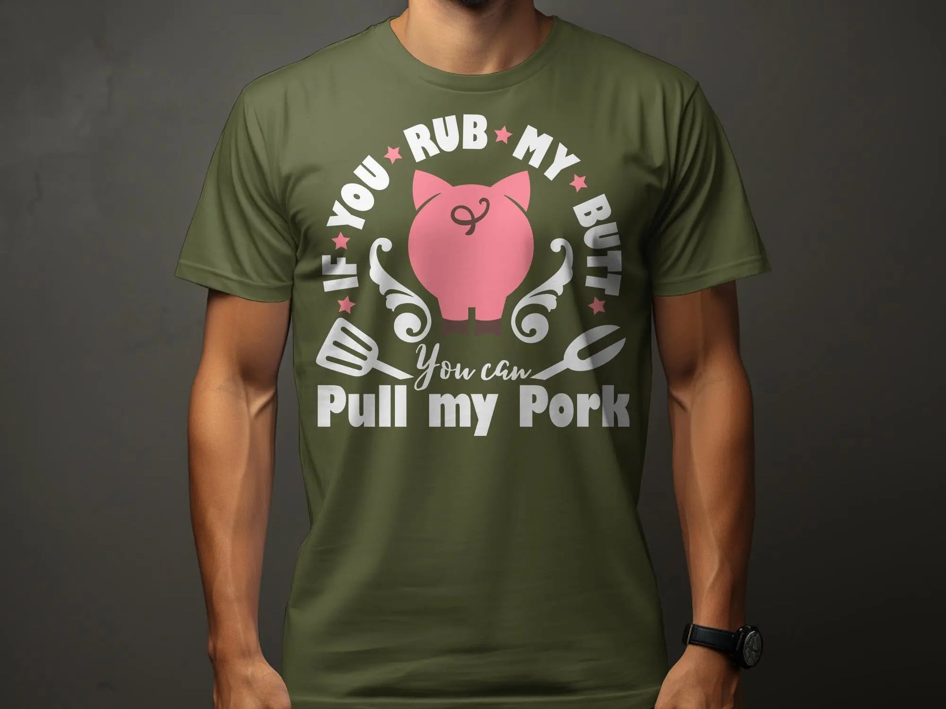 Rub My Butt high-quality BBQ outdoor cooking tee-shirt - Creations Unlimited