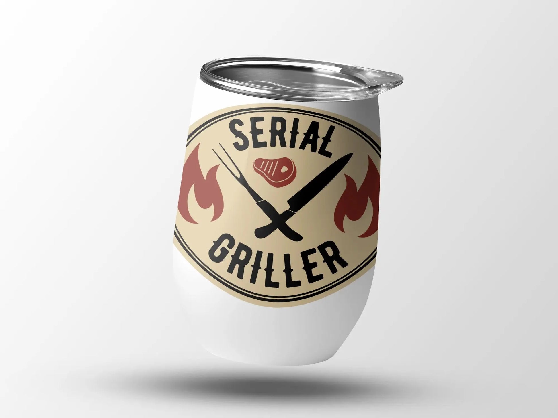 Serial Griller Funny Apparel BBQ Wear Great for Your BBQ Cookouts 12 0z Wine Tumbler - Creations Unlimited