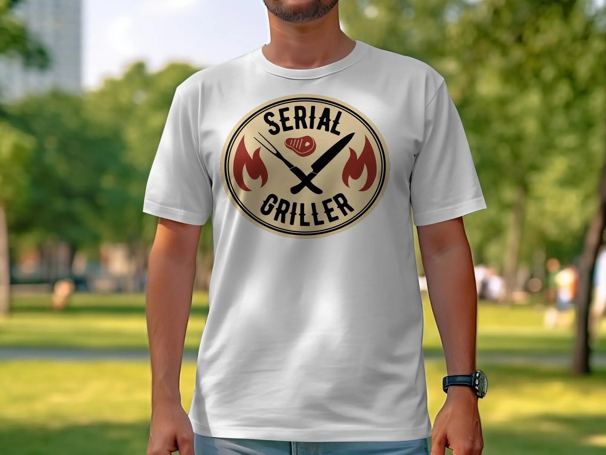 Serial Griller Funny Apparel Tee Shirt BBQ Wear Great for Your BBQ Cookouts - Creations Unlimited