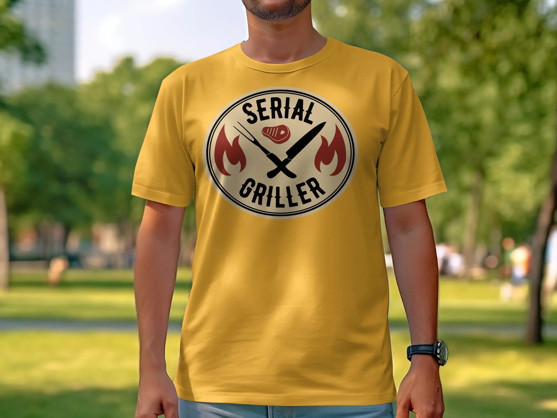 Serial Griller Funny Apparel Tee Shirt BBQ Wear Great for Your BBQ Cookouts - Creations Unlimited