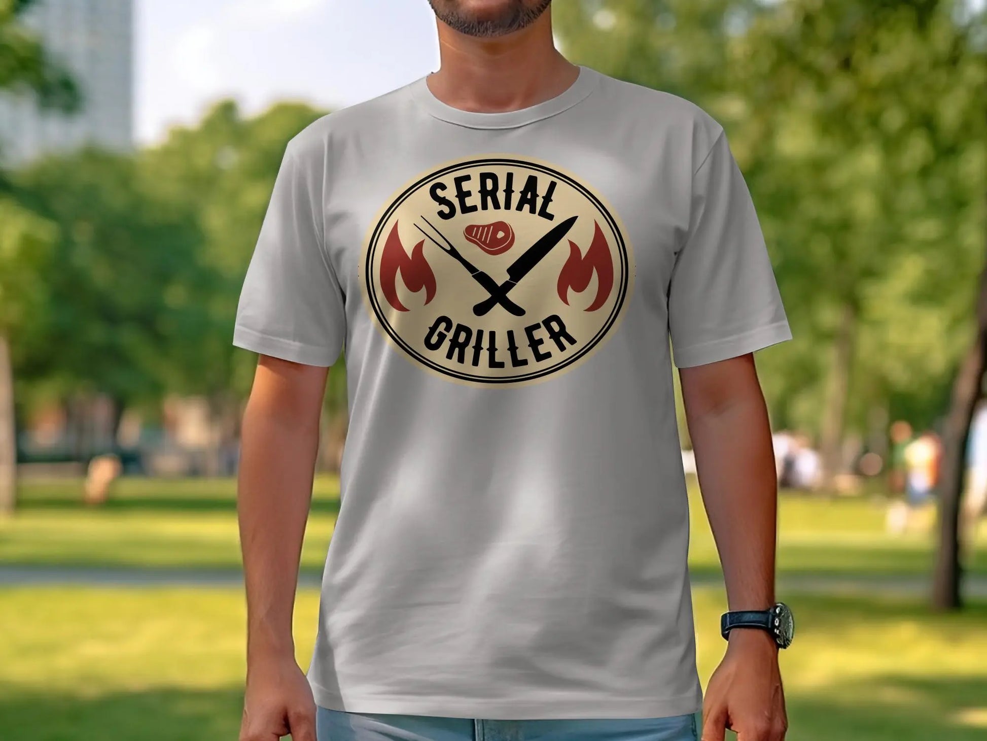 Serial Griller Funny Apparel Tee Shirt BBQ Wear Great for Your BBQ Cookouts - Creations Unlimited