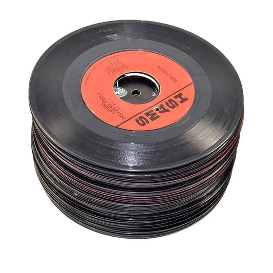 VinylShopUS - Lot of 7" Vinyl Records for Crafts & Decoration Artwork for Party Decor Artist Studio Vintage Look (Lot of 10) VinylShopUS