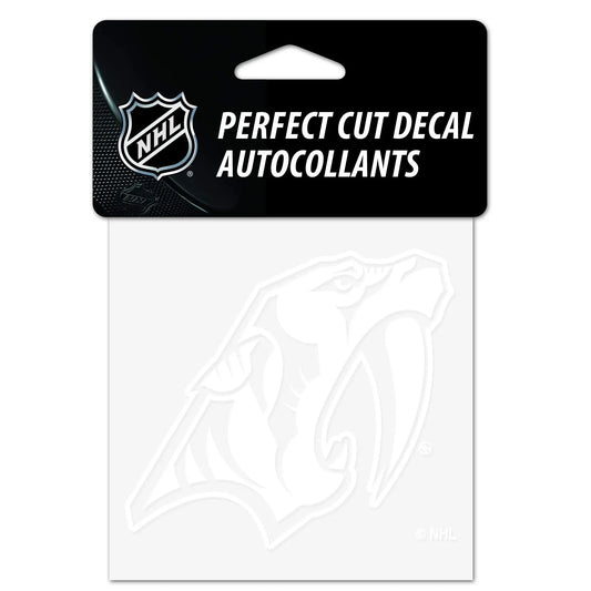 Wincraft NHL Nashville Predators 4x4 Perfect Cut White Decal, One Size, Team Color WinCraft