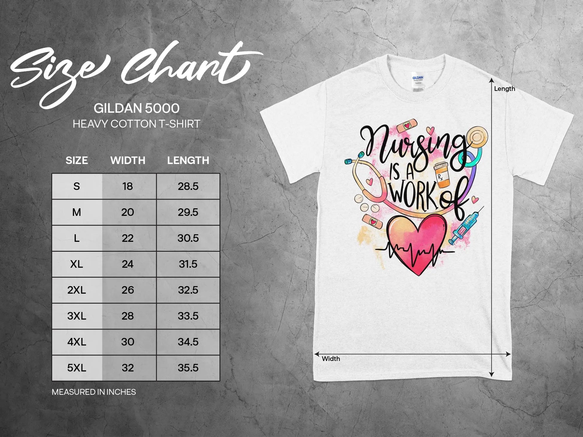 Work of Love Nurse,Future Nurse Gift Idea, Nursing School Student Grad, RN LPN, Nurse Life, Funny Nurse Quality Gildan Tee Support a Nurse - Creations Unlimited
