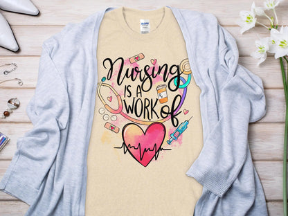 Work of Love Nurse,Future Nurse Gift Idea, Nursing School Student Grad, RN LPN, Nurse Life, Funny Nurse Quality Gildan Tee Support a Nurse - Creations Unlimited